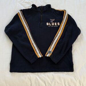 Vintage Navy Blue Old Time Hockey St Louis Blues Half Zip-up Pullover Size Small